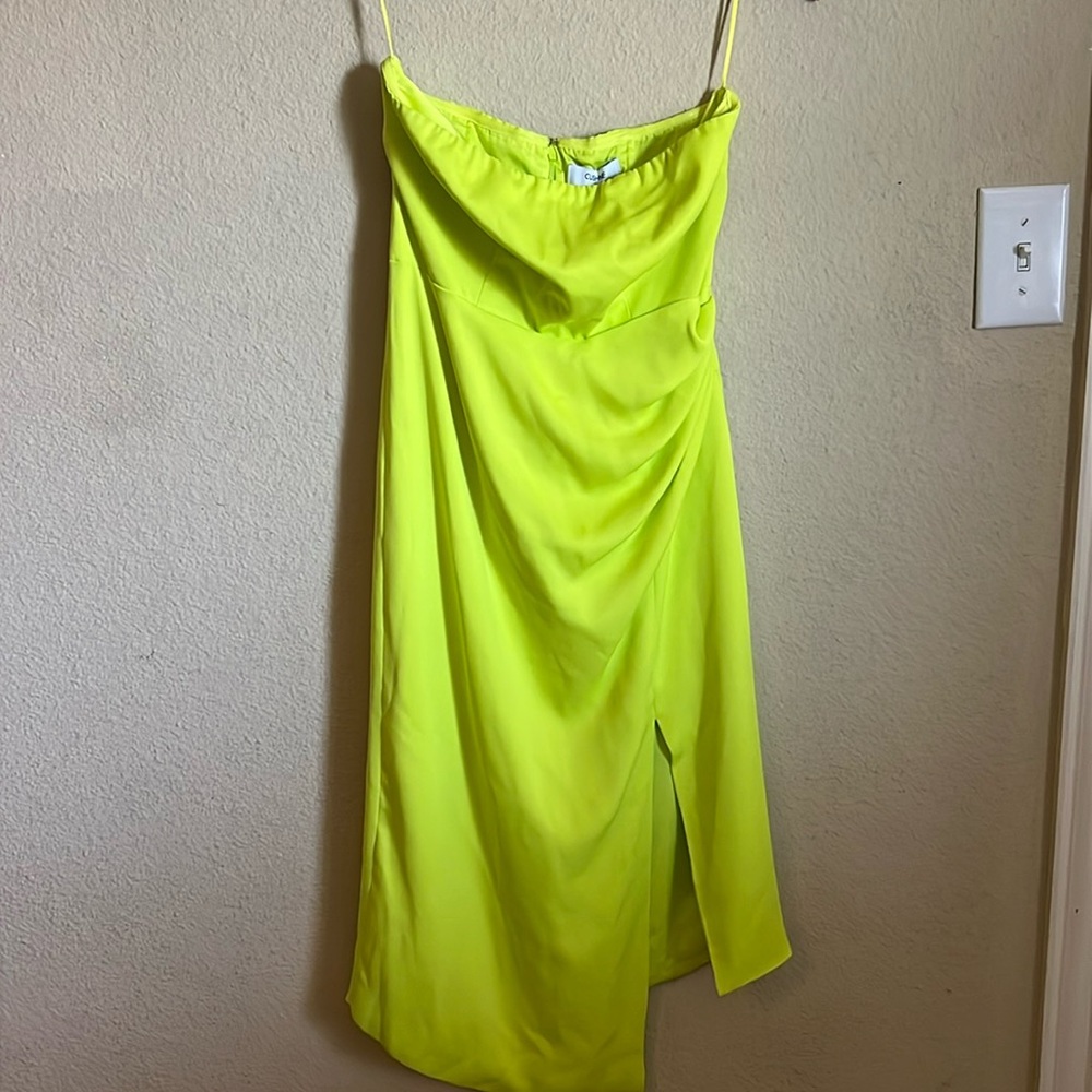 Lime green strapless dress